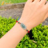  Vòng tay chỉ may mắn bện handmade charm hoa sen lam ngọc bình an may mắn 