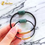  Vòng tay đôi nam nữ lu thống lam ngọc jade chạm kim tiền chiêu tài hút lộc hợp mệnh may mắn 