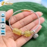  Vòng Tay Lu Thống mix Cỏ 4 Lá Đá Thạch Anh Tóc Vàng Hợp Mệnh Kim Thổ treo charm túi tiền bạc 