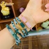  Vòng tay ngũ điếu mix lu thống chạm đá thạch anh hồng hợp mệnh hỏa thổ tài lộc bình an may mắn 