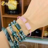  Vòng tay ngũ điếu mix lu thống chạm đá thạch anh hồng hợp mệnh hỏa thổ tài lộc bình an may mắn 