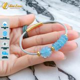  Vòng tay ngũ điếu mix cỏ 4 lá đá aquamarine hợp mệnh thủy mộc chiêu tài hút lộc may mắn 