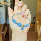  Vòng tay ngũ điếu mix lu thống chạm mix hồ ly chúa treo túi aquamarine hợp mệnh thủy mộc 