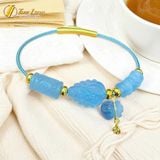  Vòng tay ngũ điếu mix lu thống chạm mix hồ ly chúa treo túi aquamarine hợp mệnh thủy mộc 