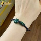  Vòng tay ngũ điếu mix cỏ 4 lá ngọc sơn thủy xanh bện chỉ handmade may mắn 