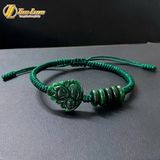  Vòng tay hồ ly chúa mix ngũ điếu ngọc sơn thủy hợp mệnh bện chỉ xanh rêu may mắn 