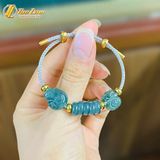  Vòng tay ngũ điếu mix hồ ly chúa mix túi tiền lam ngọc hợp mệnh may mắn chiêu tài lộc 