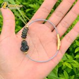  Vòng tay ngũ điếu mix tỳ hưu thạch anh tóc xanh hợp mệnh mộc hỏa chiêu tài lộc hút may mắn 