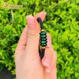  Vòng tay ngũ điếu ngọc sơn thủy xanh bện chỉ đen handmade may mắn 