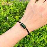 Vòng tay ngũ điếu ngọc sơn thủy xanh bện chỉ đen handmade may mắn 