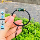  Vòng tay ngũ điếu ngọc sơn thủy xanh bện chỉ đen handmade may mắn 