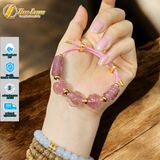  Vòng tay ngũ điếu mix lu thống chạm mix hồ ly mix túi tiền mix cỏ 4 lá thạch anh dâu tây hồng hợp mệnh 