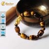  Vòng Tay Phong Thủy Lu Thống Đá Mắt Hổ Nâu Vàng Mix Tỳ Hưu Bạc S925 Mạ Vàng 