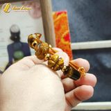  Vòng tay lu thống ngũ điếu túi tiền cỏ 4 lá hồ ly mắt hổ nâu vàng hợp mệnh kim thổ 