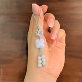  Dây treo ốp điện thoại bện handmade charm cát tường cỏ 4 lá bạch ngoc may mắn bình an 