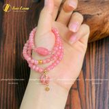  Chuỗi Vòng Tay Đá Đào Hoa Cuốn Nhiều Vòng mix Lu thống bầu treo túi tiền tài lộc may mắn 