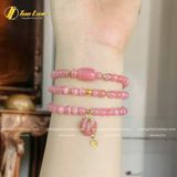  Chuỗi Vòng Tay Đá Đào Hoa Cuốn Nhiều Vòng mix Lu thống bầu treo túi tiền tài lộc may mắn 