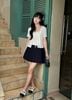FAT3581 - Áo thun dệt kim vải len dáng ngắn tay cộc phối dây nơ thắt tạo kiểu kèm áo dây mặc trong - JAN.