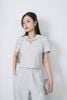 BAT33492 - Áo bộ thể thao vải len dáng croptop có mũ ngực áo phối khóa kim loại - PANTIO