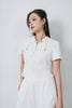 BAT33492 - Áo bộ thể thao vải len dáng croptop có mũ ngực áo phối khóa kim loại - PANTIO