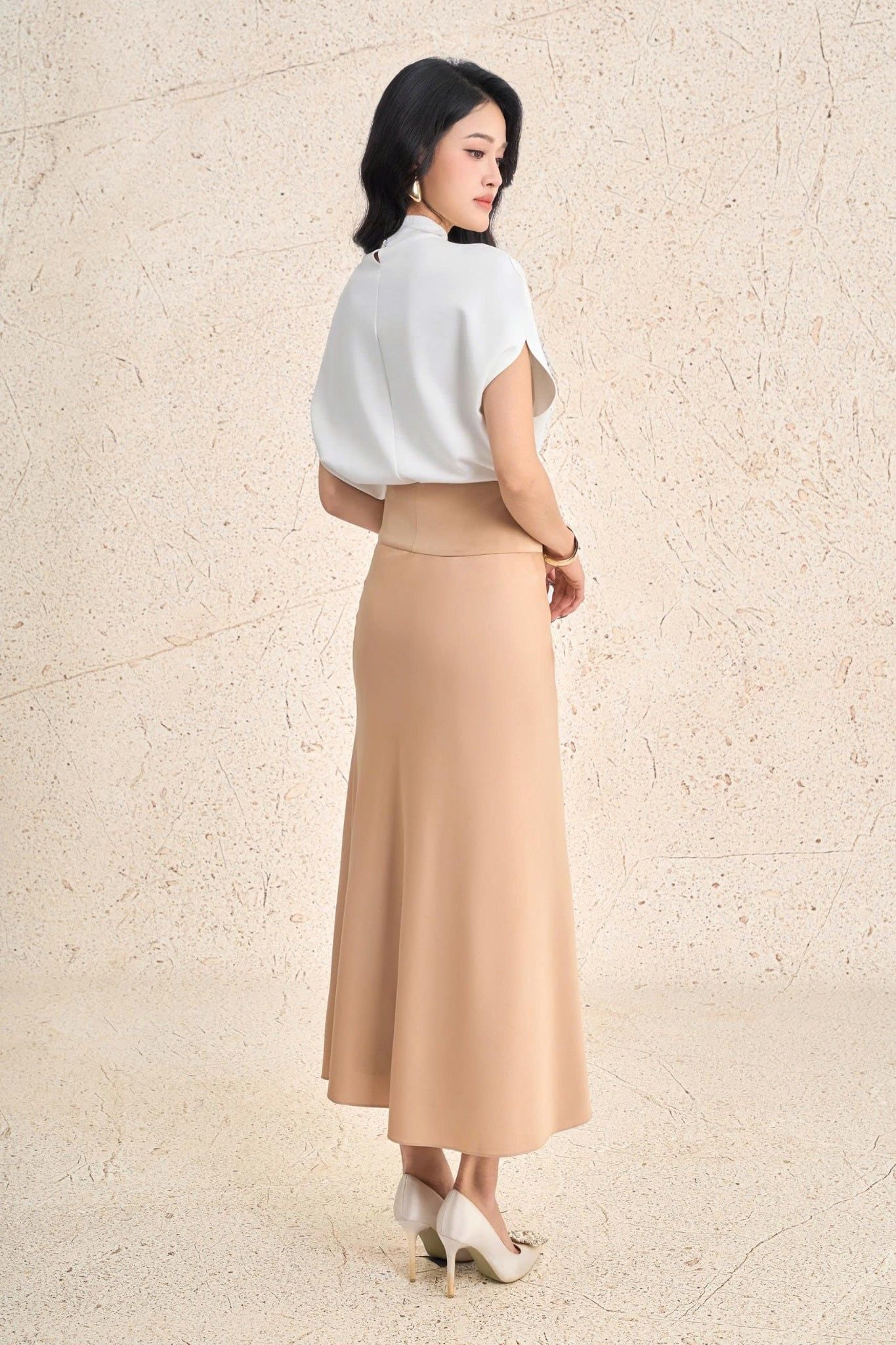 FAT9050 - Áo thun dệt kim vải cotton dáng suông cổ tròn tay chờm cách điệu - PANTIO