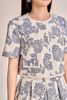 BAK13682 - Áo sơ mi kiểu công sở vải linen dáng croptop cổ tròn tay cộc thân áo phối khuy bọc thời trang - PANTIO