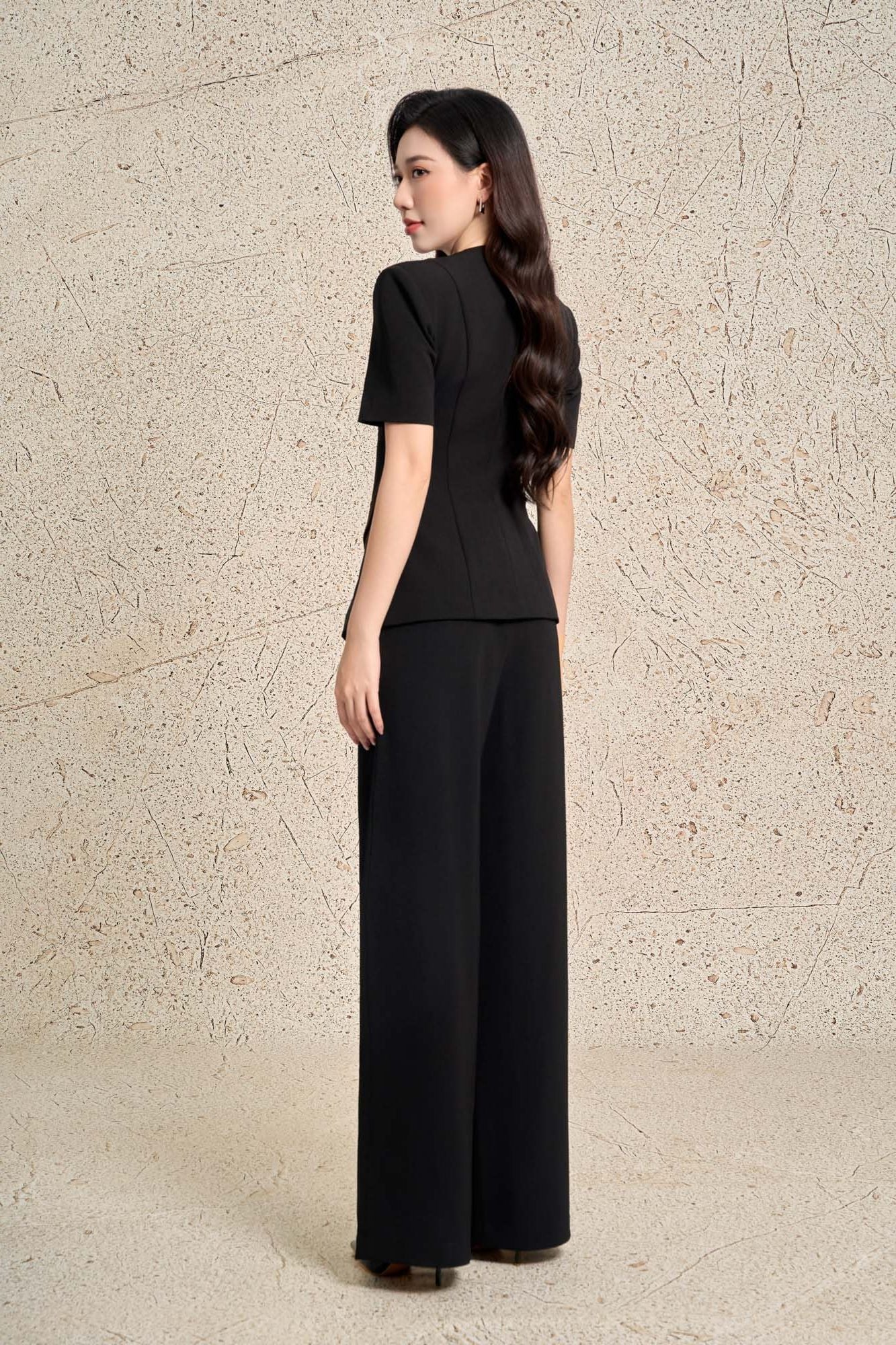 BQD13371 - Quần dài công sở vải thô dáng suông ống đứng cạp cao khoá thân sau - PANTIO