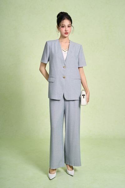 BQD13651 - Quần dài công sở vải tơ dáng suông ống đứng cạp sau phối chun khoá thân trước - PANTIO