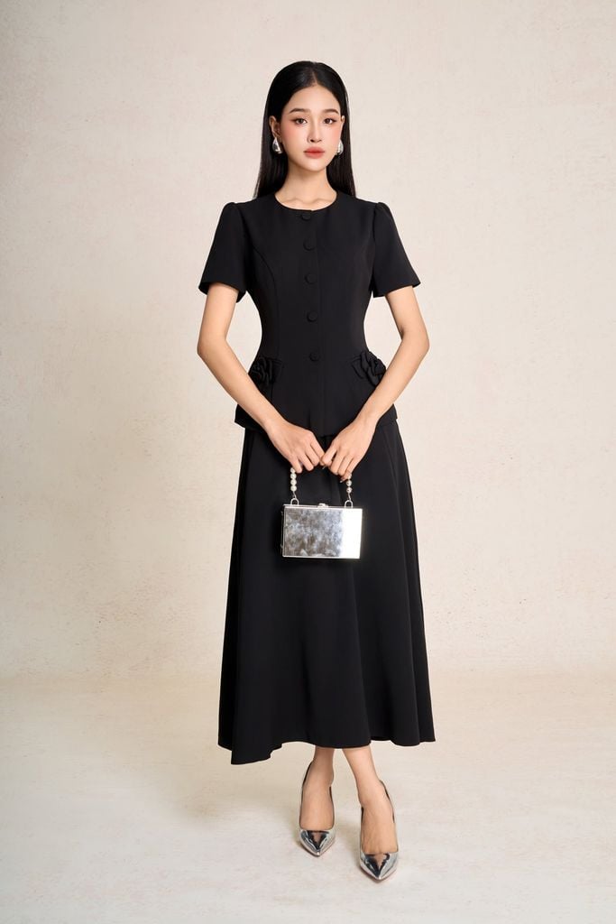 BJD13658 - Chân váy dài công sở vải tuytsi dáng chữ A cạp cao khoá thân sau - PANTIO