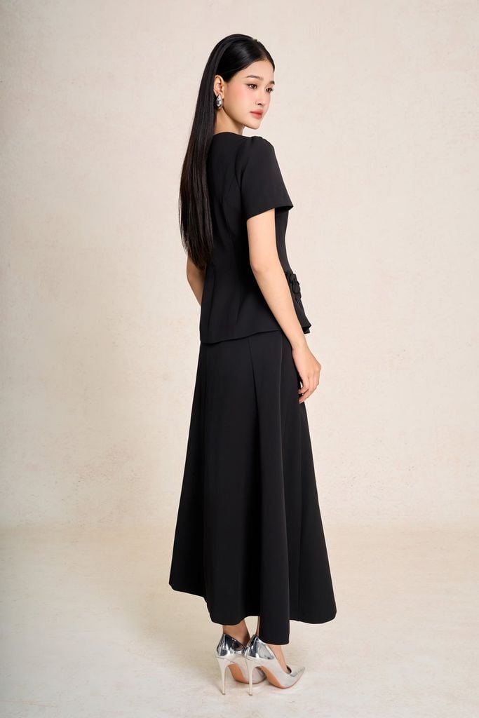 BJD13658 - Chân váy dài công sở vải tuytsi dáng chữ A cạp cao khoá thân sau - PANTIO