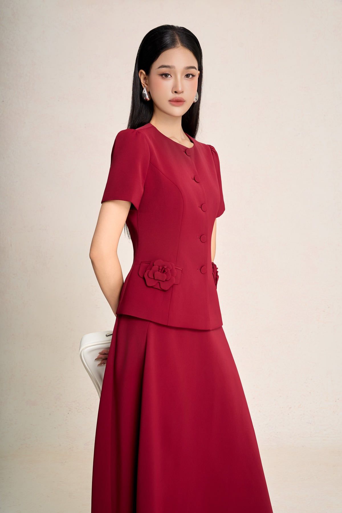 BJD13658 - Chân váy dài công sở vải tuytsi dáng chữ A cạp cao khoá thân sau - PANTIO