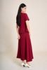 BAD13658 - Áo kiểu công sở vải tuytsi dáng peplum cổ tròn tay cộc thân áo phối khuy bọc đính hoa tạo kiểu - PANTIO