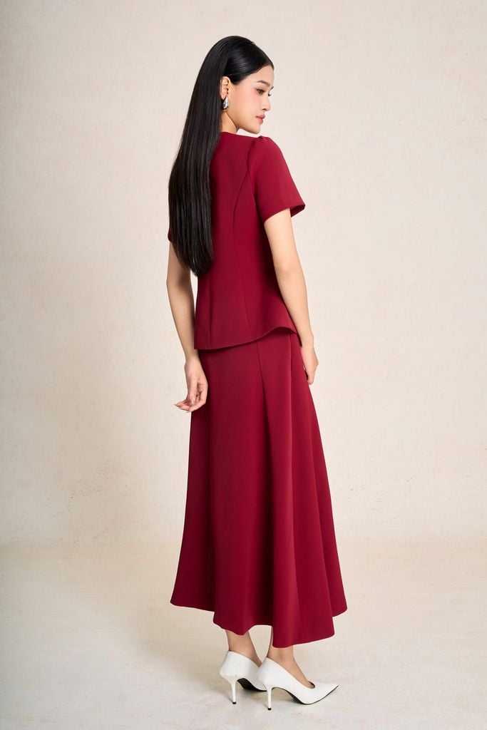 BJD13658 - Chân váy dài công sở vải tuytsi dáng chữ A cạp cao khoá thân sau - PANTIO