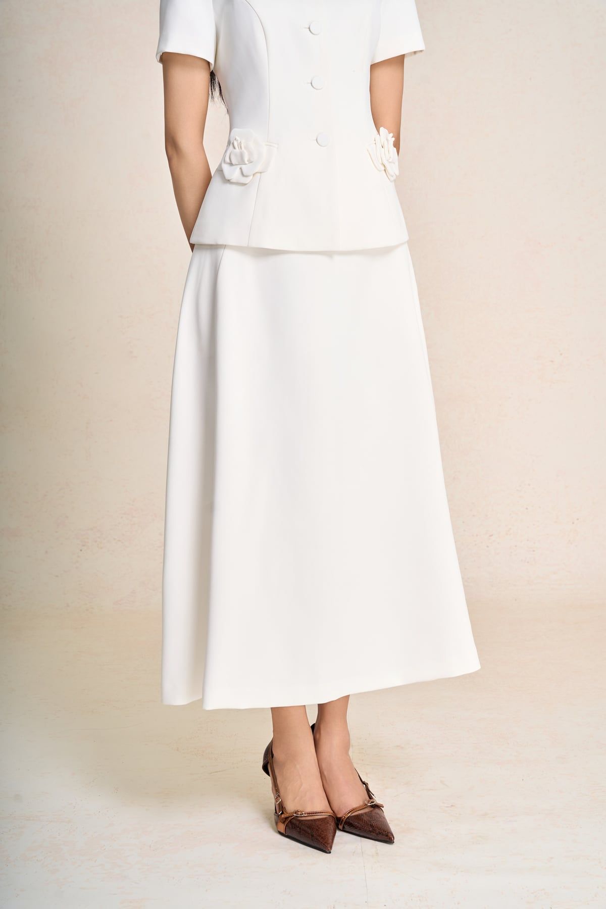 BJD13658 - Chân váy dài công sở vải tuytsi dáng chữ A cạp cao khoá thân sau - PANTIO