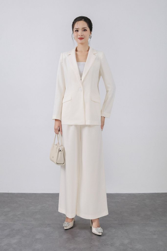 BAD33083 - Áo vest công sở vải tuytsi dáng suông cổ hai ve có túi - PANTIO