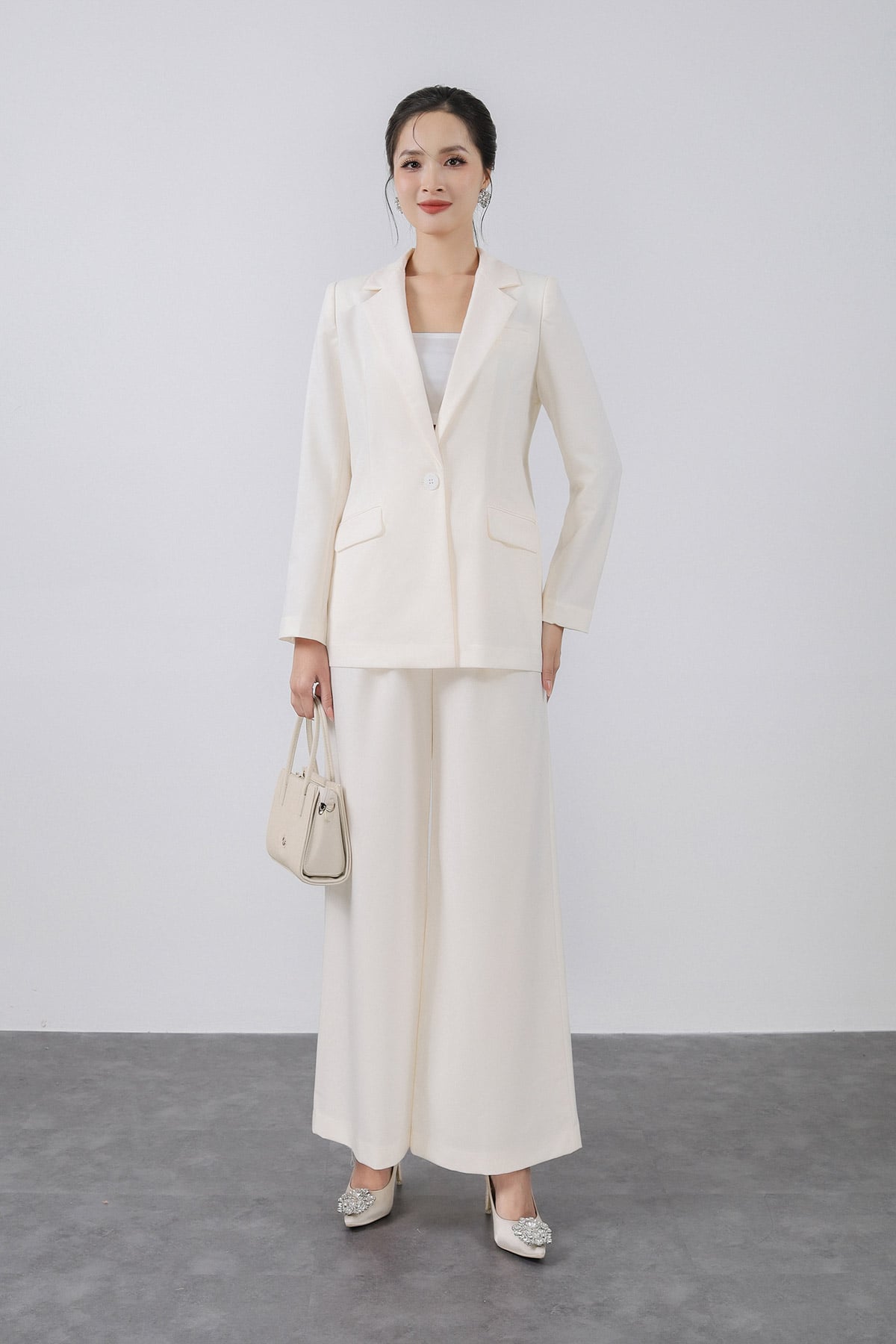 BQD33083 - Quần công sở vải tuytsi dáng suông ống rộng phối nắp túi trang trí - PANTIO