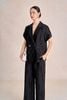 BAD33727 - Áo vest công sở vải tơ dáng suông cổ hai ve tay cộc thân áo có túi tạo kiểu - PANTIO