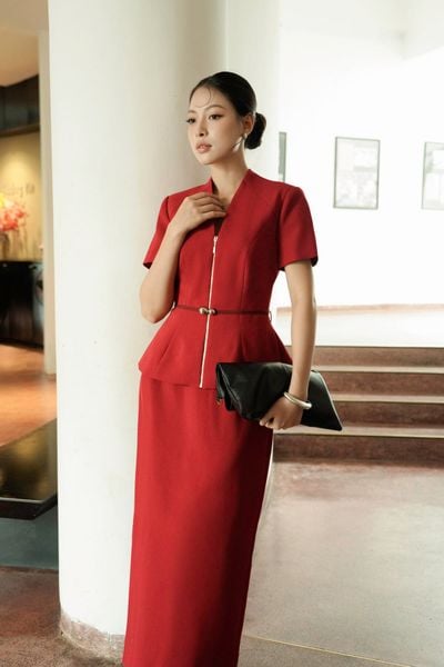 BJD33783 - Chân váy dài vải thô dáng suông cạp cao thời trang khoá thân sau - PANTIO