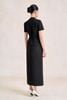 BAD33783 - Áo kiểu công sở vải thô dáng peplum cổ xẻ V tay cộc thân áo phối khoá kim loại kèm dây lưung tạo kiểu - tỷ lệ kèo 8899