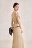 BAD33783 - Áo kiểu công sở vải thô dáng peplum cổ xẻ V tay cộc thân áo phối khoá kim loại kèm dây lưung tạo kiểu - tỷ lệ kèo 8899