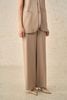 BQD53510 - Quần dài công sở vải thô kẻ dáng suông ống đứng thời trang khoá thân trước - PANTIO