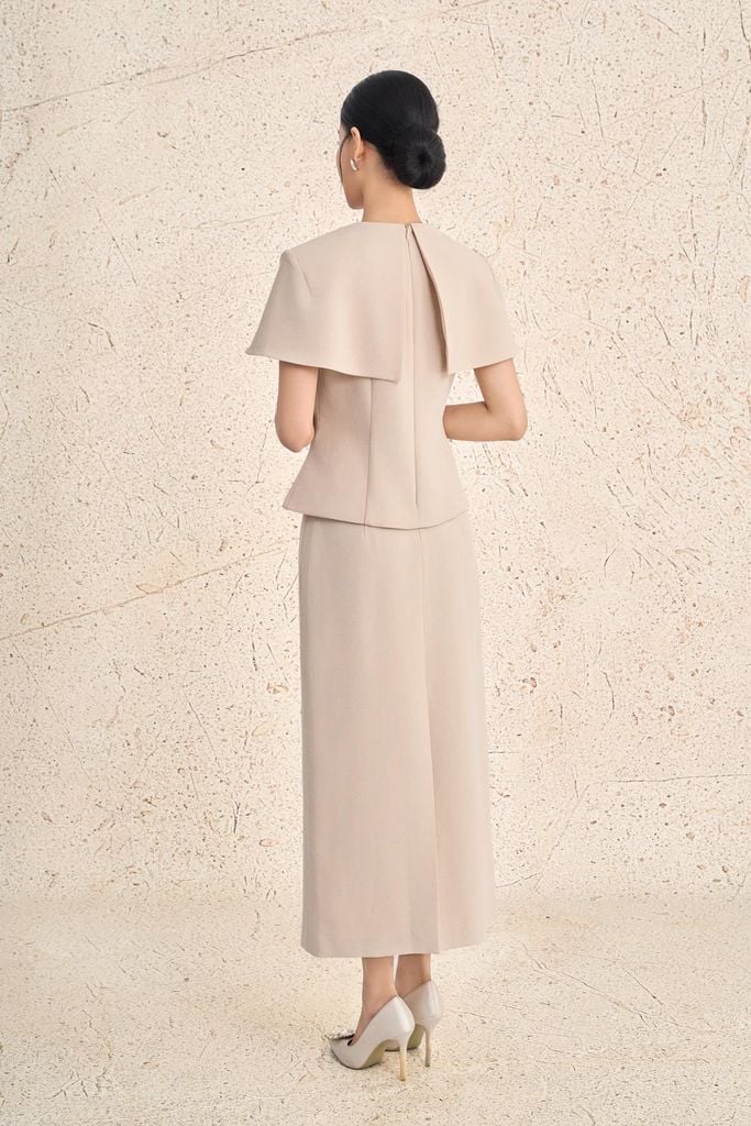 BJD93646 - Chân váy dài công sở vải thô đũi dáng suông cạp liền khóa thân sau - PANTIO