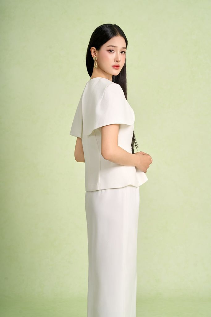 BJD73575 - Chân váy dài vải phi cát dáng suông cạp cao xẻ tà sau - PANTIO