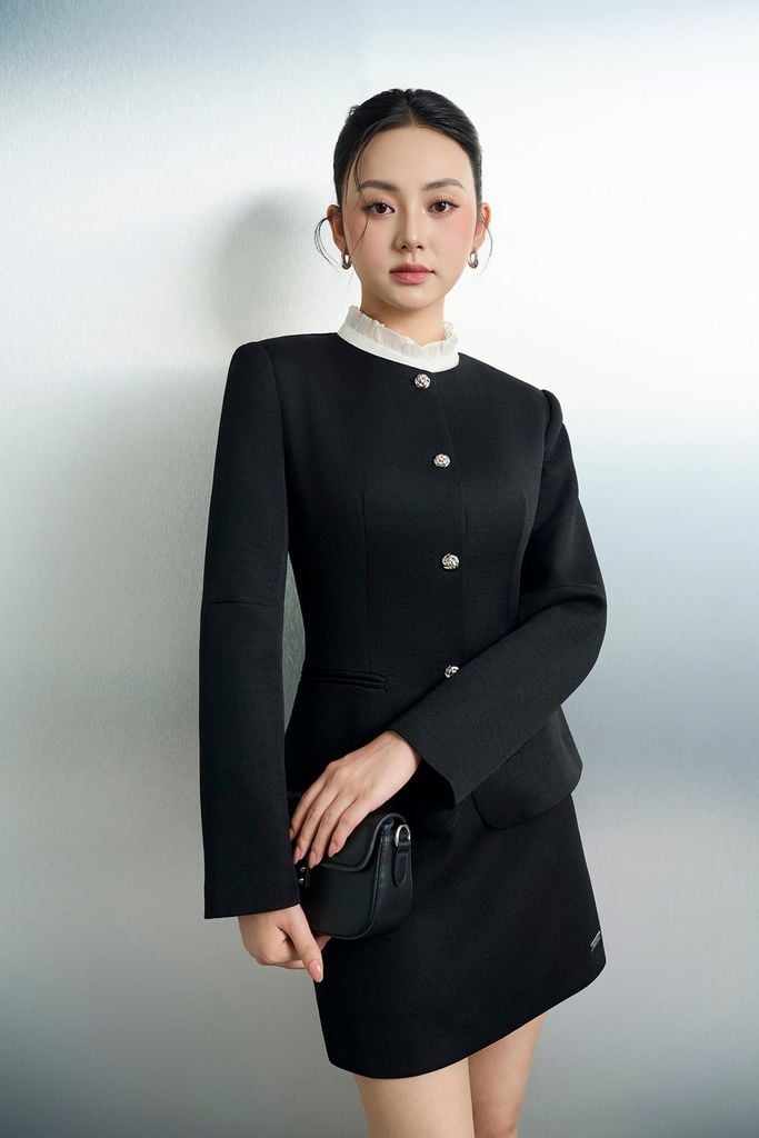 BJN93850 - Chân váy ngắn công sở vải thô dày dáng suông cạp liền khoá thân sau thời trang - PANTIO