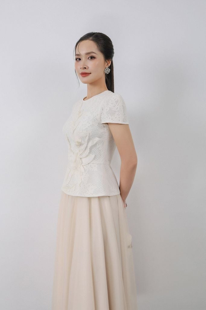 BJD73198 - Chân váy lưới dáng xòe dài có lót habutai cạp chun co giãn - PANTIO