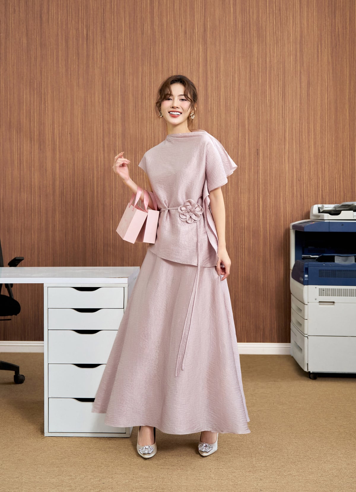 BJD13656 - Chân váy dài dạo phố vải tơ dáng chữ A thời trang khoá thân sau - PANTIO