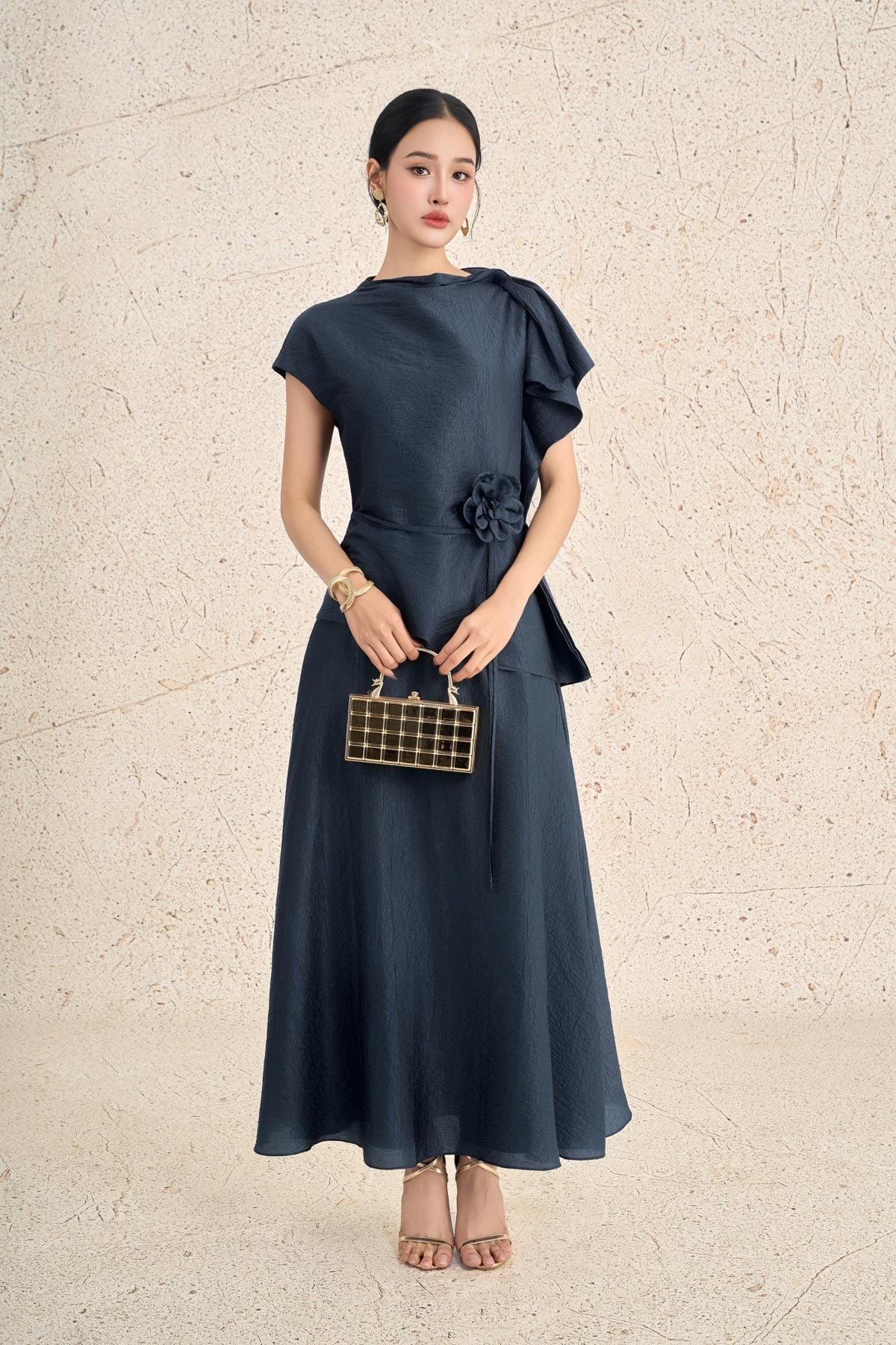 BJD13656 - Chân váy dài dạo phố vải tơ dáng chữ A thời trang khoá thân sau - PANTIO