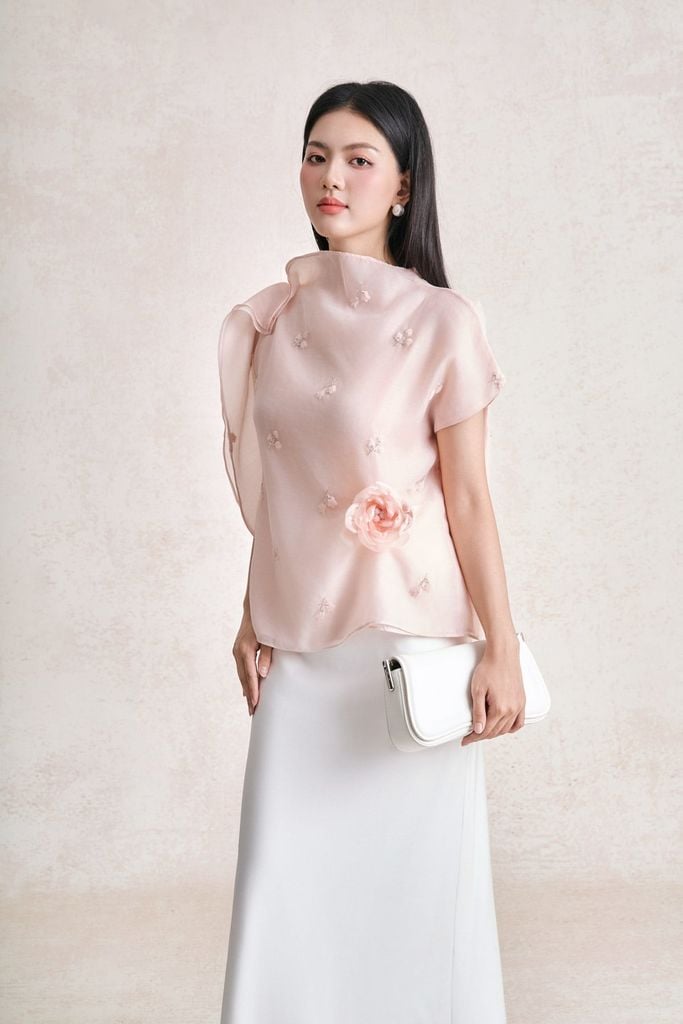 FJD91257 - tylekeo88ax dài công sở vải lụa dày dáng suông eo phối cạp bản to đính dây nơ tạo kiểu - tỷ lệ kèo 8899