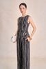 BAK13665 - Áo kiểu công sở vải lụa tằm dáng peplum cổ tròn không tay thân áo phối vạt lệch tạo kiểu khoá thân sau - PANTIO