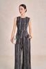 BAK13665 - Áo kiểu công sở vải lụa tằm dáng peplum cổ tròn không tay thân áo phối vạt lệch tạo kiểu khoá thân sau - PANTIO